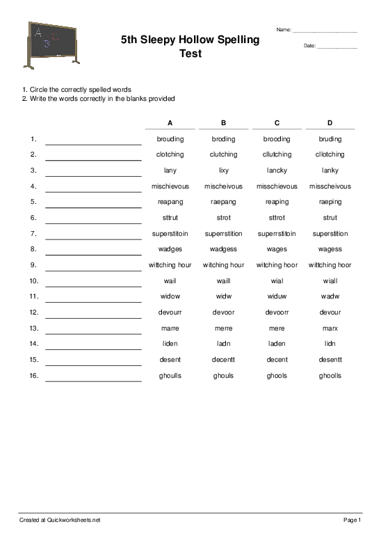Multiple Choice Spelling Test Generator Free Printable
