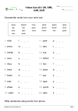 Shared Word Scramble Worksheets