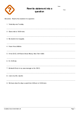 changing statements into questions lesson plans worksheets