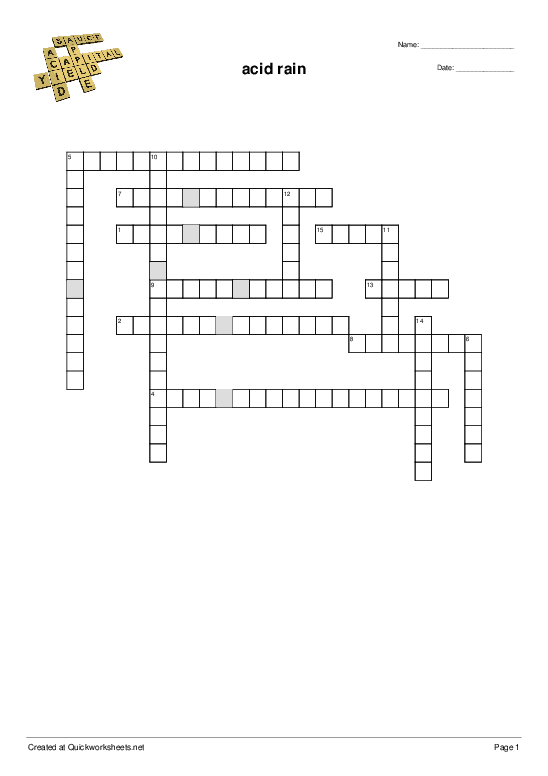 acid rain Crossword Quickworksheets