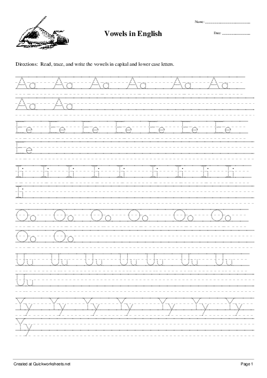 Writing Vowels Worksheet