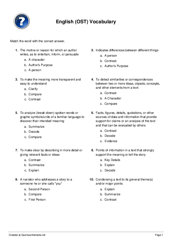 Landform Terms Multiple Choice Worksheet Quickworkshe 