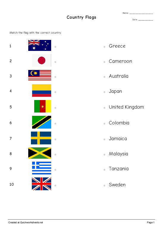 Match the flags