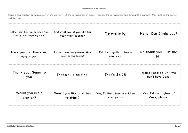 ordering-food-in-a-restaurant-small-cards-quickworksheets