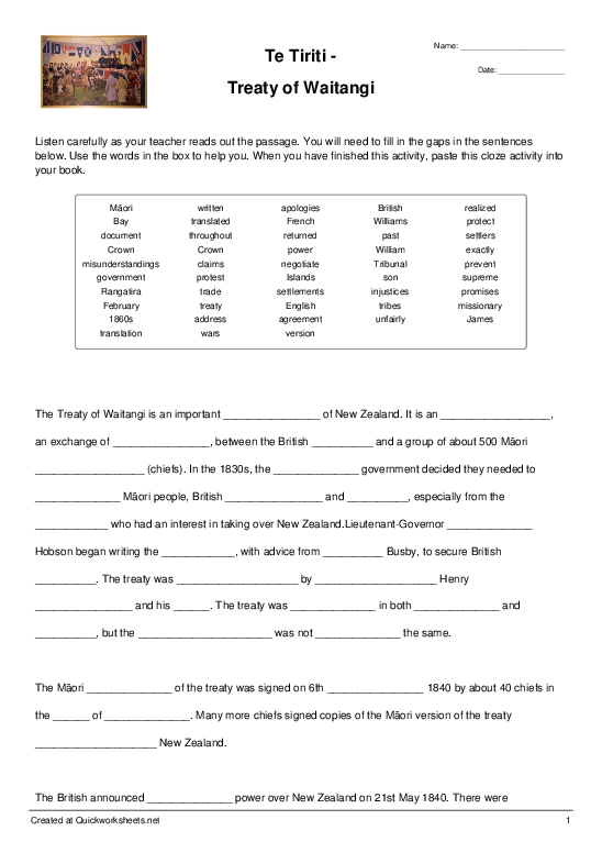 new zealand worksheets