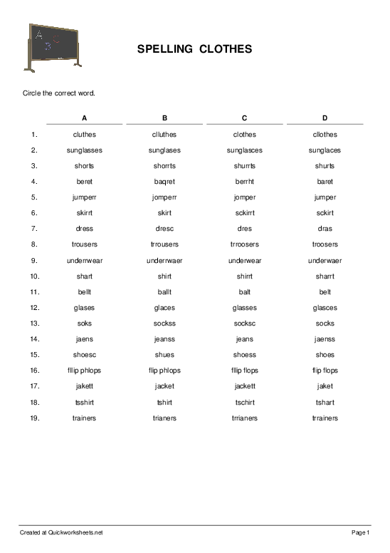 Clothes Vocabulary Grade 1  Vocabulary, Vocabulary worksheets, Clothes