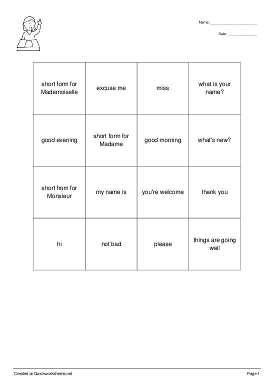 GAMES Worksheets