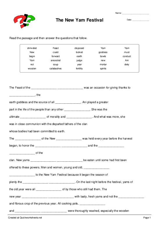 festivals worksheets