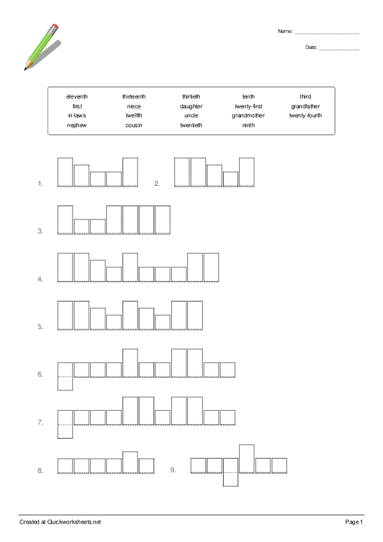 Shared Word Shape Worksheets