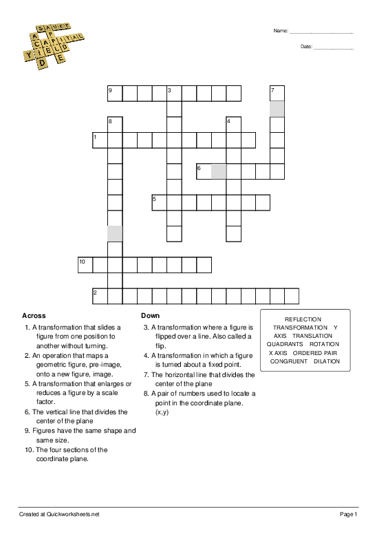 untitled worksheet crossword quickworksheets