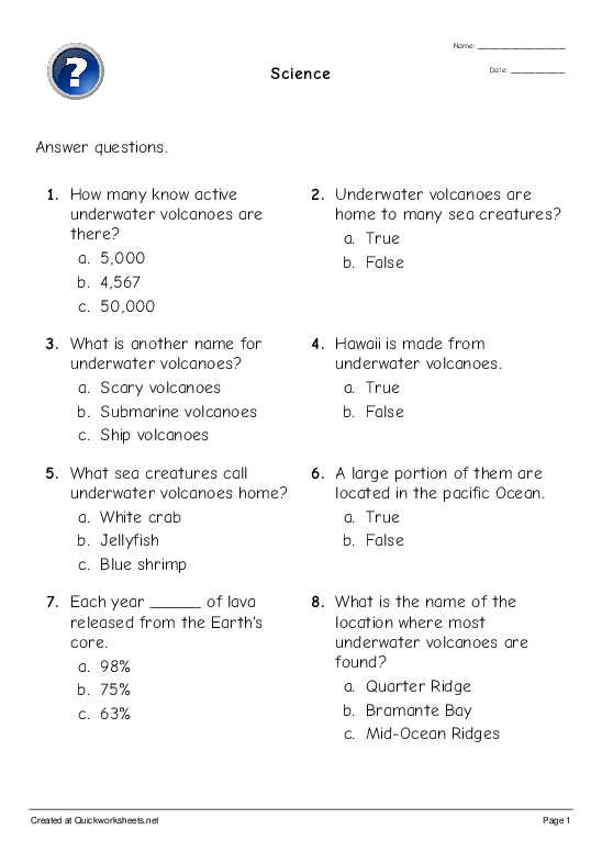 science worksheets