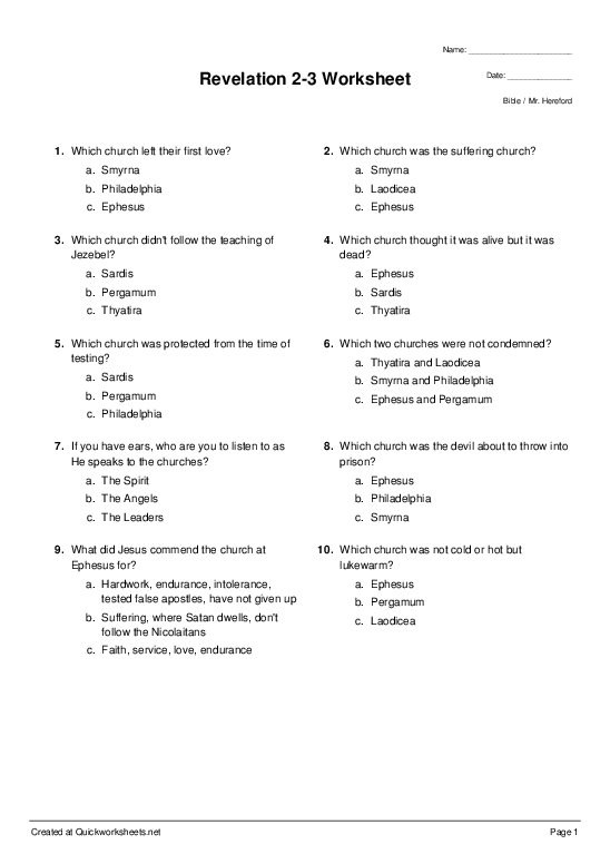 religion worksheets