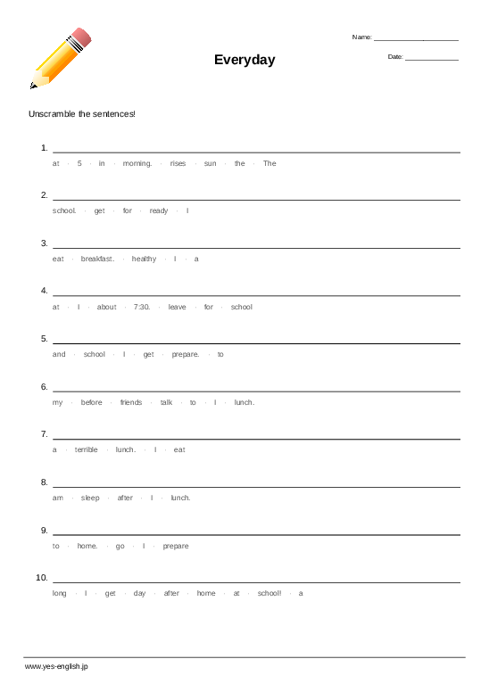 daily routine worksheets