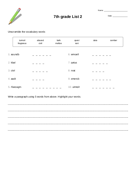 7th-grade-list-2-word-scramble-quickworksheets