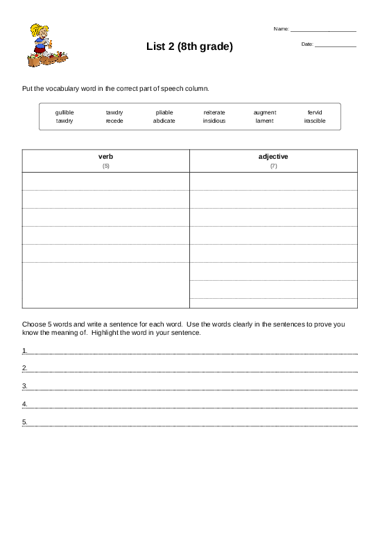 parts of speech worksheets