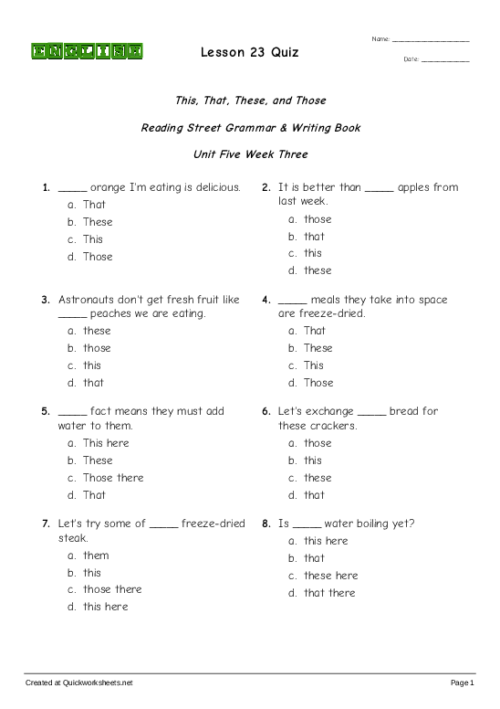 Lesson 4 -Final Quiz- worksheet