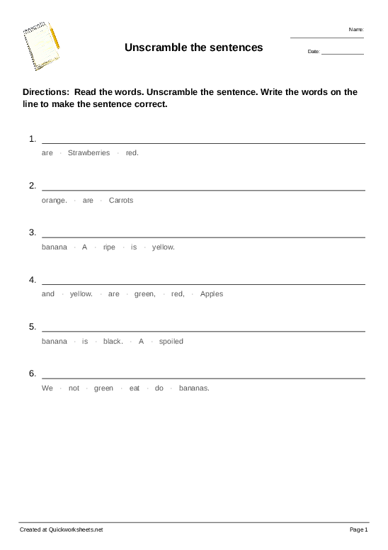 sentence structure worksheets