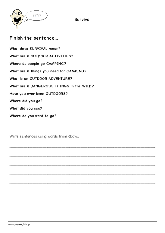 Survival Fully Customisable Worksheet Quickworksheets