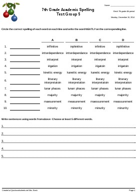 Grade 7 Spelling Words Printable - Words Print