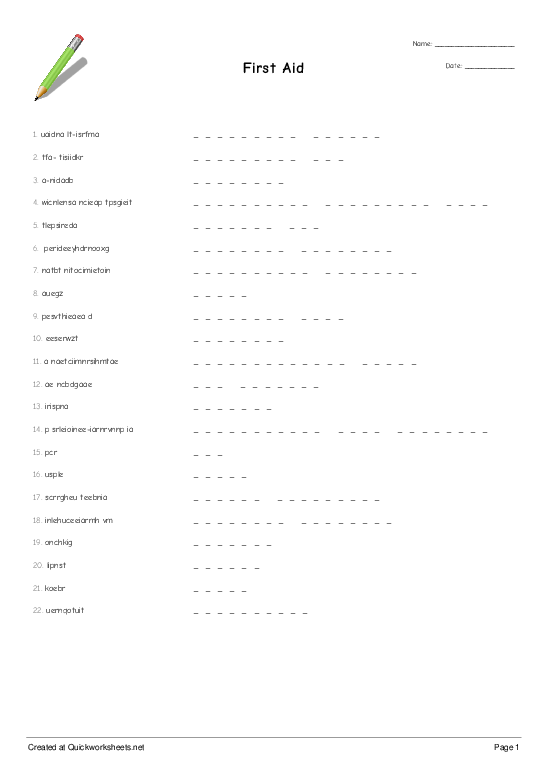 first-aid-word-scramble-quickworksheets