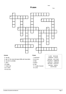 Frozen Four Game Crossword prntbl concejomunicipaldechinu gov co