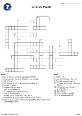 Scripture People - Crossword - Quickworksheets.net