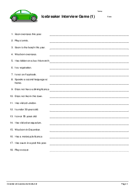 Icebreaker Interview Game (1) - Q & A Worksheet - Quickworksheets