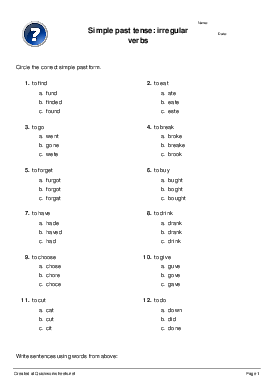 simple past tense worksheets